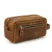 Genuine Toiletry Crazy Horse Leather Men's Clutch Large Capacity Makeup Bag Travel Organizer_voghion.com