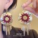 Leather Cord Round Hollow Pendant Tassel Ear Hook Simple Versatile Light High-end Feel Earrings For Women_voghion.com