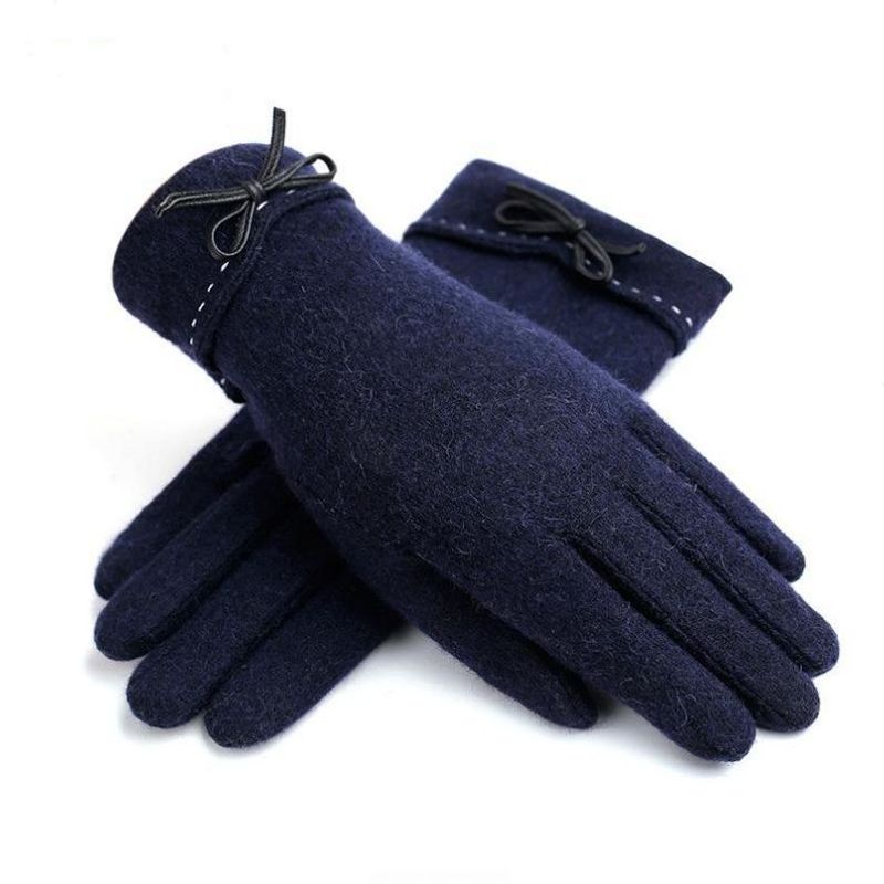 Shi Handschuhe Warm Kälteschutz Winter Süße Wolle und Samt Koreanische Ausgabe Studentin Weibliche Radfahren Dicken Touchscreen_voghion.com