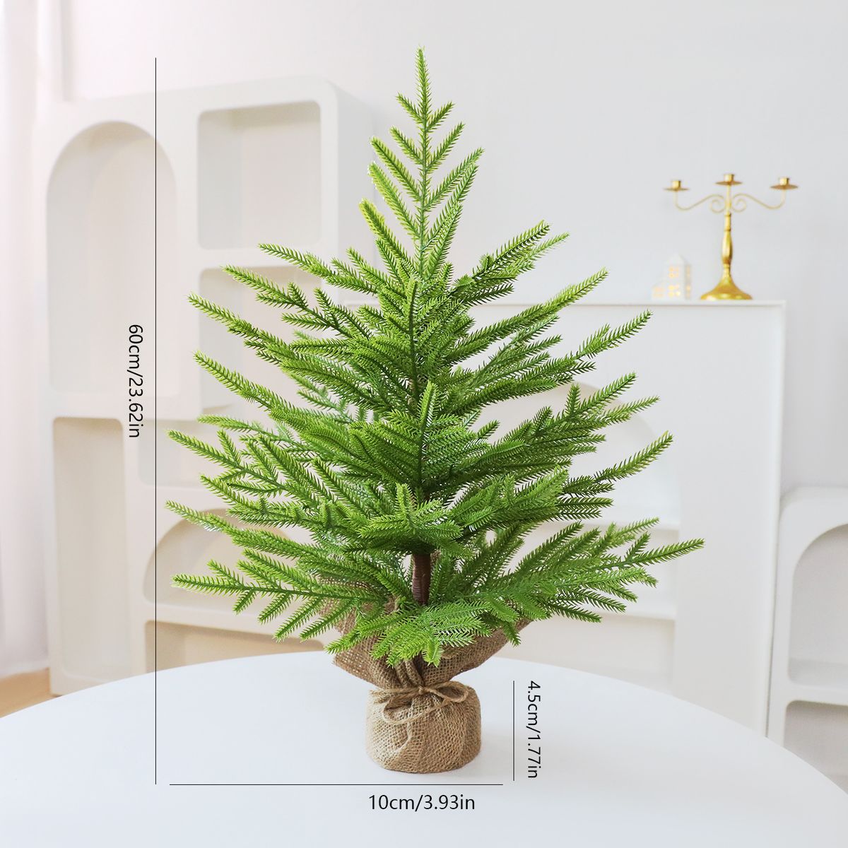 Albero di Natale artificiale in PE di alta qualità da 60 cm con 13 rami - Opzioni classiche verdi e innevate con/senza luci LED per decorazioni da tavolo_voghion.com