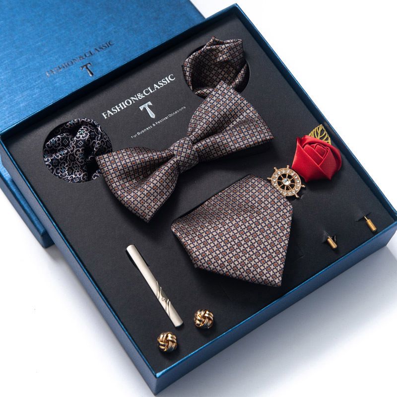 Herren-Krawatte, quadratischer Schal, 8-teiliges Geschenkbox-Set, Freund-Krawatte, Geschenk, grenzüberschreitender heißer Verkauf_voghion.com