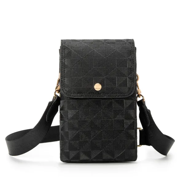 Designer Bag Free Shipping Geometric Textured Crossbody Bag Gold Accent Adjustable Strap_voghion.com
