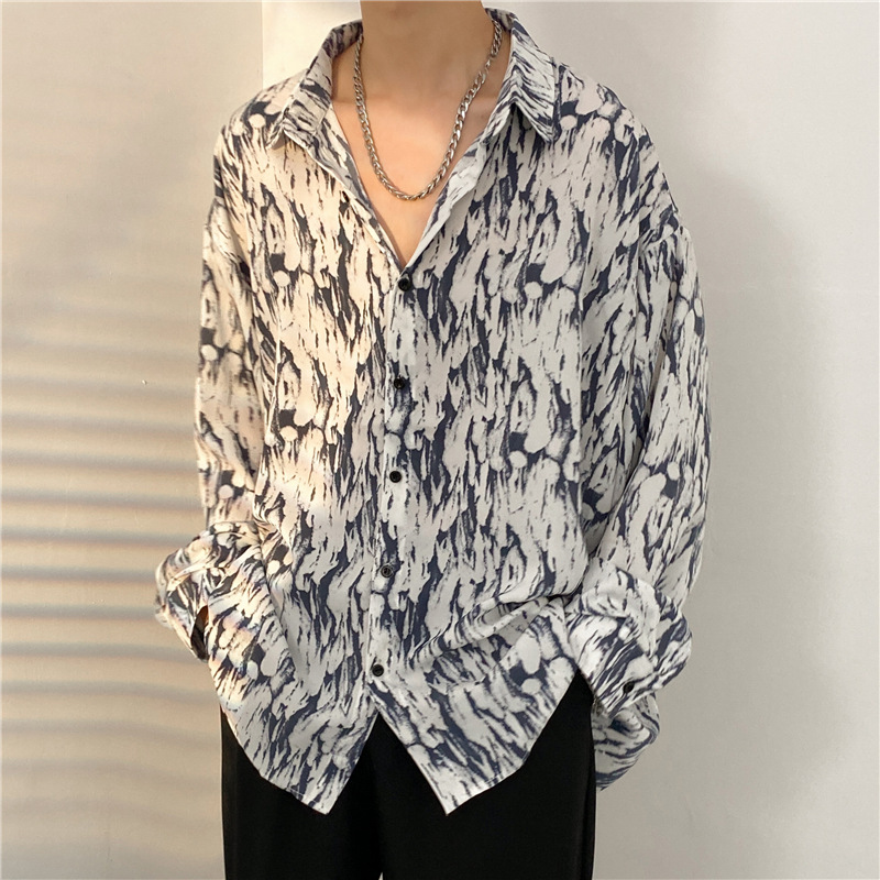 Camicia floreale vintage - Camicetta unisex a maniche lunghe dalla vestibilità ampia, camicia da ballo streetwear in stile Hong Kong per primavera e autunno_voghion.com