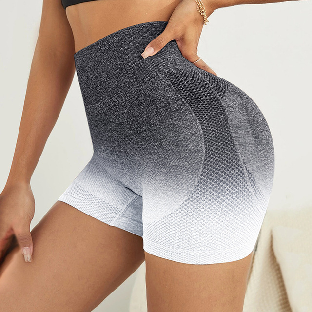 Ins European And American Gradient Seamless Shorts New High Waist Women's Breathable Sweatproof Peach Hip Tight Yoga_voghion.com