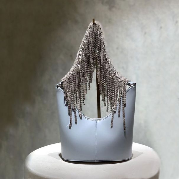 Borse da donna stesso stile borsa a tracolla con nappa di diamanti nuova borsa a secchiello borsa a tracolla con diamanti super flash da donna_voghion.com