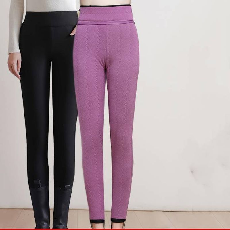 Women's Clothing Lambswool silk cotton pants  plush and thickened leggings, high waist, Northeast extra thick knee pads_voghion.com
