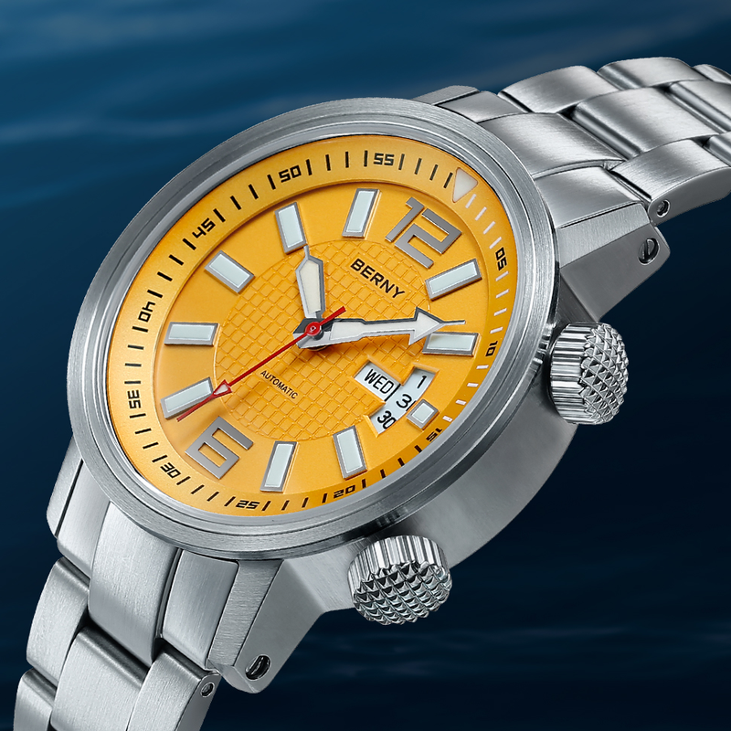 BERNY Automatisch duikhorloge voor heren Sport Casual 20ATM waterdicht mechanisch horloge met dag-datum superlichtgevend roestvrij staal saffier polshorloge_voghion.com