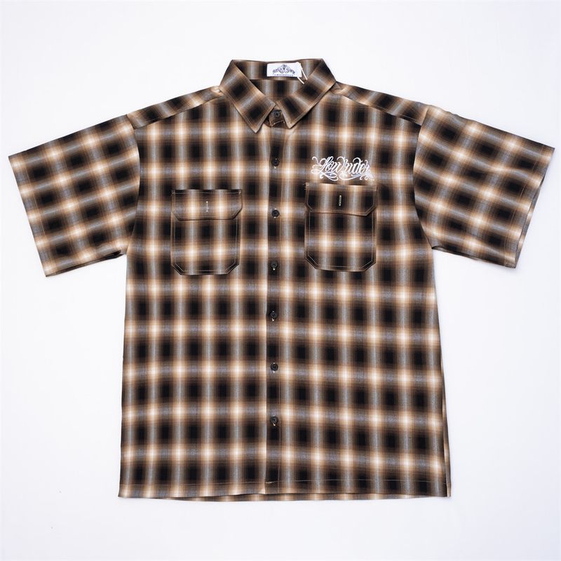 Vêtements pour hommes Chemise à manches courtes à carreaux Mode pour hommes Ins Summer Street Fashion Marque Lâche Revers Cinq-quarts Manches Personnalité Chemise Manteau_voghion.com