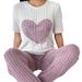 Nachtwäsche für Damen Sweet Love Pyjamas Damenanzug Herbst Neues Temperament Rundhals Kurzarmhose Zweiteiliger bequemer Heimkleidungstrend_voghion.com