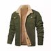 2024 Autumn Winter New Oversized Men's Polyester Fleece-Lined Workwear Short Sleeve Jacket Youth British Style Turn-Down_voghion.com