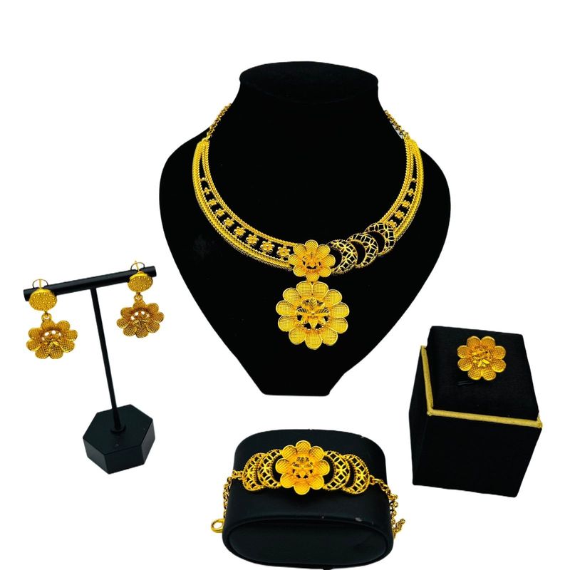 Sulamist kaelakee, kõrvarõngad, sõrmused, käevõrud, neljaosaline komplekt pruutidele, luksuslikud ja elegantsed ehted_voghion.com