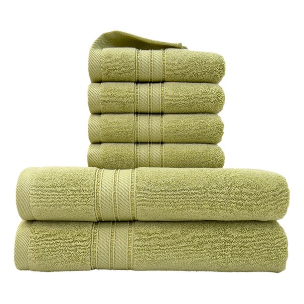 Ensemble de 6 serviettes et draps de bain 100 % coton - Ultra doux et très absorbant (usage visage et bain, hypoallergénique)_voghion.com