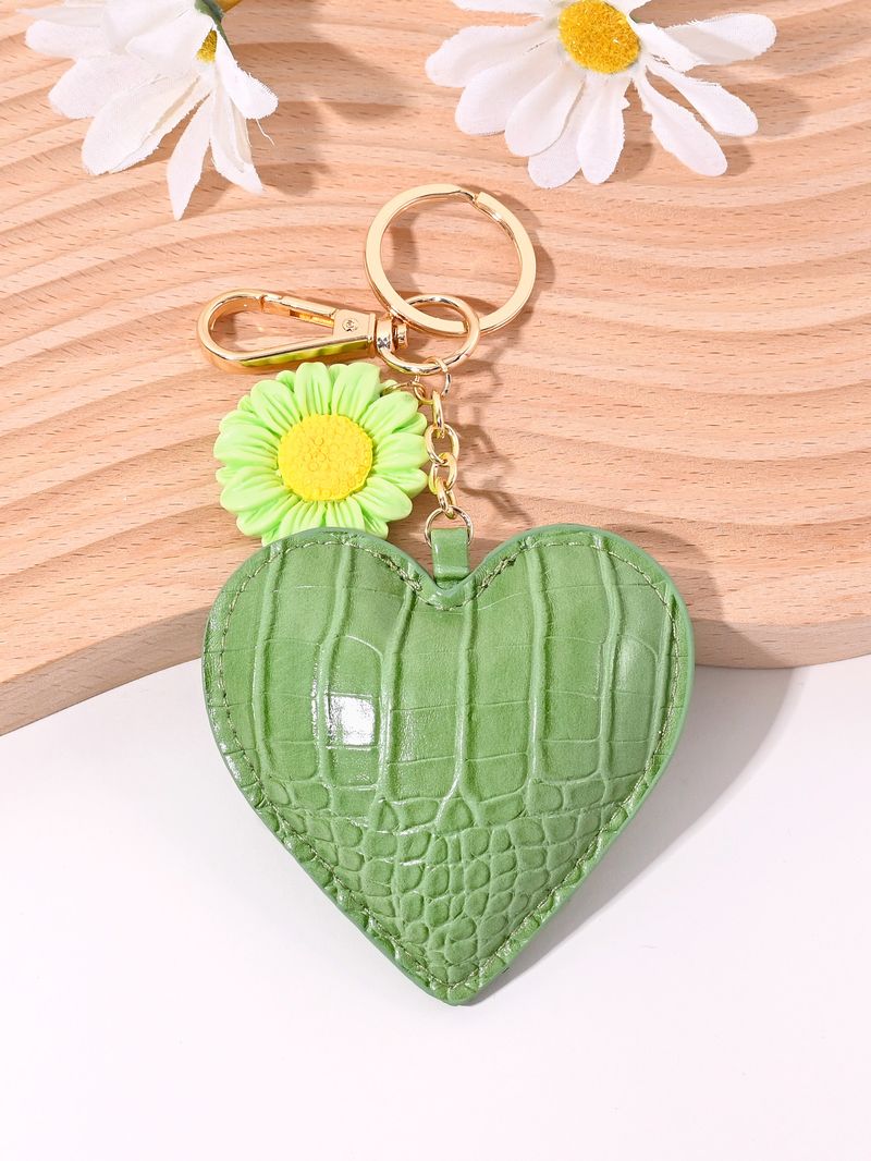 Leder Herz Sonnenblume Schlüsselanhänger einfache Rucksack Schlüssel Auto paar Anhänger Zubehör_voghion.com