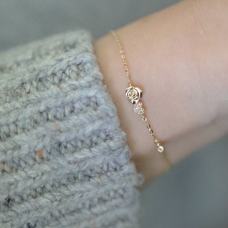 Lilleprinsens rose S925 sølvbelagt gull fint flash rose hjerteformet veldig fint armbånd engros_voghion.com