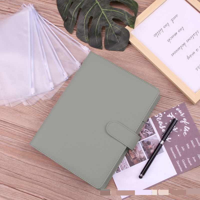 Refillable Notebooks A6 Binder Zipper Bag Macaron Notebook Leather PU Loose Leaf Cash Budget Handbook_voghion.com