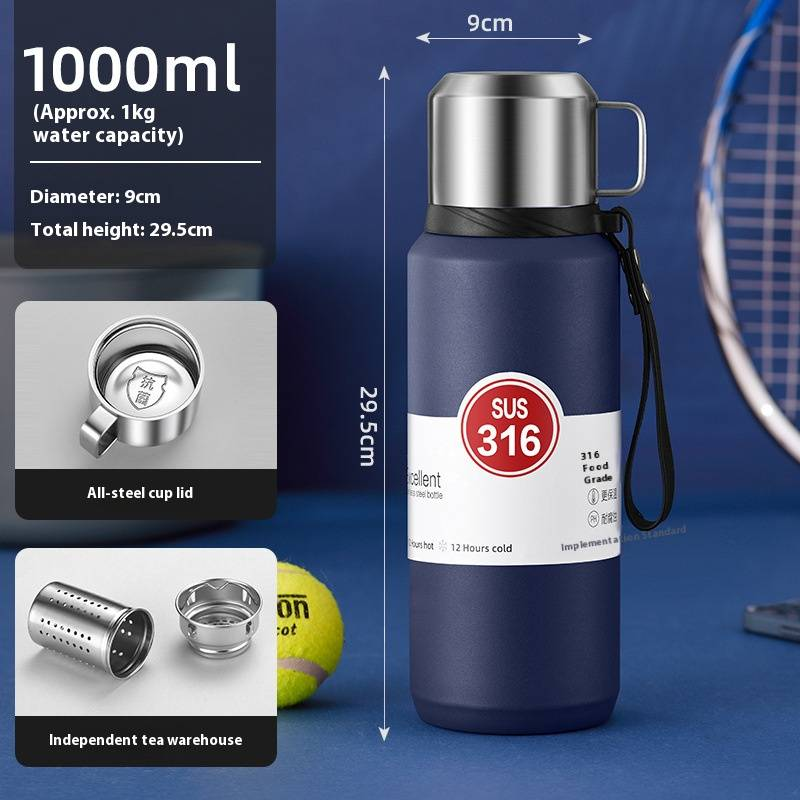 316 Stainless Steel Vacuum Flask – 12-Hour Insulated Water Bottle With Tea Infuser, Durable & Stylish, Leakproof Design_voghion.com
