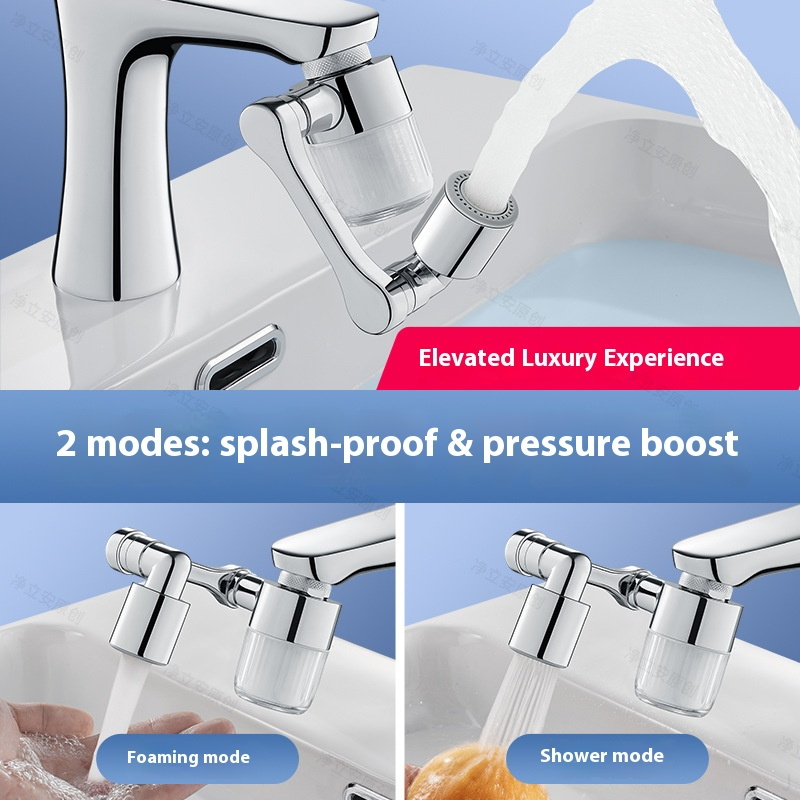 Filtre à eau rotatif à 360° pour robinet – Rallonge de robinet universelle avec tuyau en acier inoxydable et noyau de valve en céramique, élimine le chlore et les sédiments_voghion.com