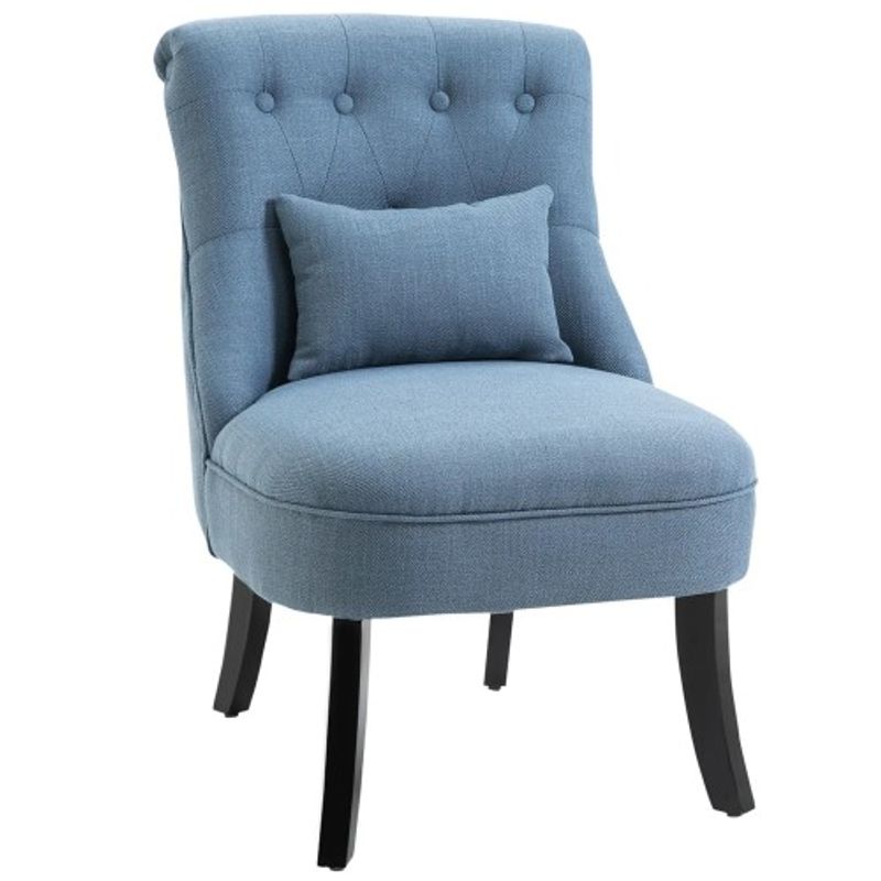HOMCOM Fernsehsessel Relaxsessel Mit Rückenkissen Und erhöhten Füßen, Leinen In Blau, 52,5x69x77cm, Bequem Für Wohnzimmer_voghion.com