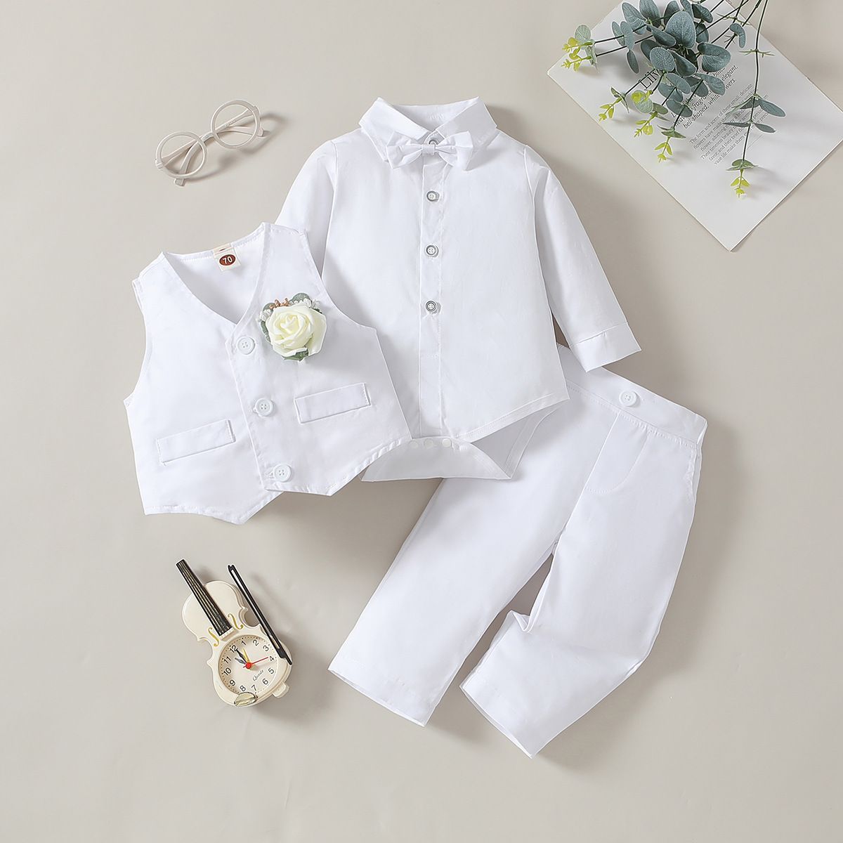 Kinderkleidung Babykleid Herbst Neues Baby Einjähriger Gentleman Anzug Dreiteiliges Set_voghion.com