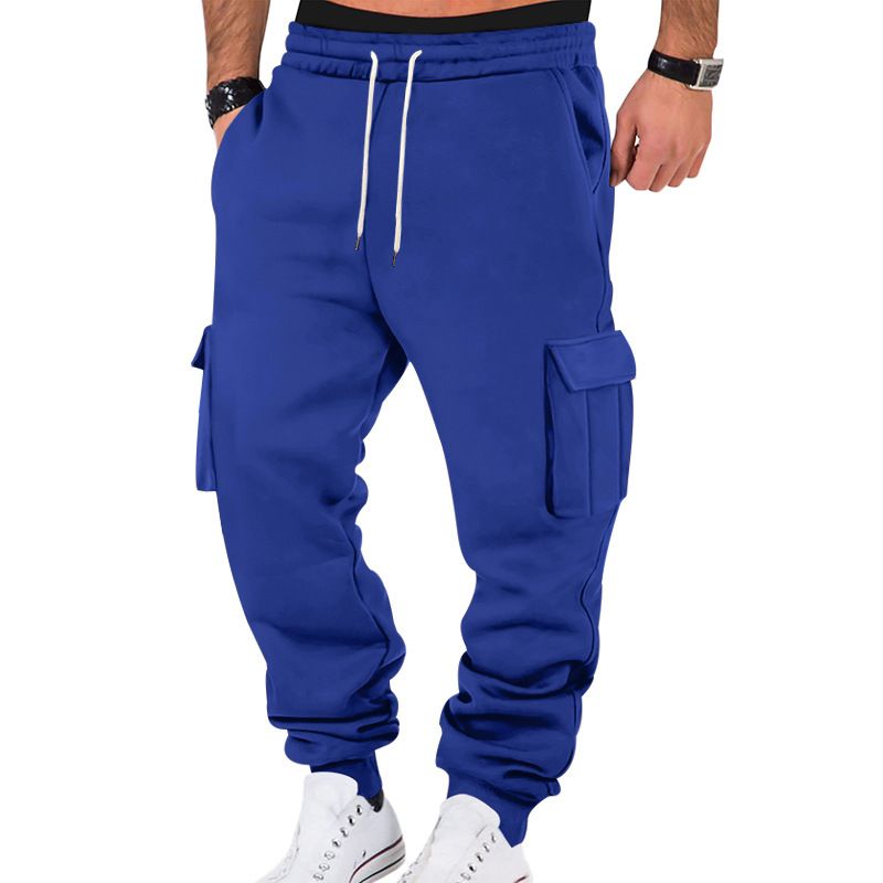 Tuta sportiva da uomo in pile, multitasche, con coulisse, dieci colori, pantaloni casual sportivi_voghion.com