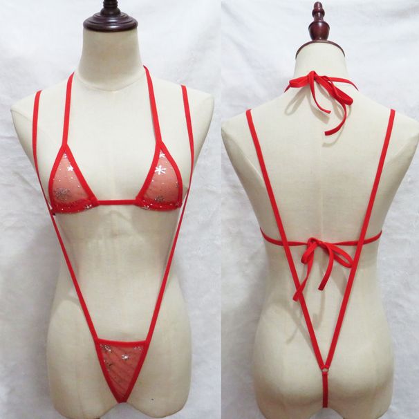 Maillot de bain une pièce sexy en maille transparente à trois points pour femme_voghion.com