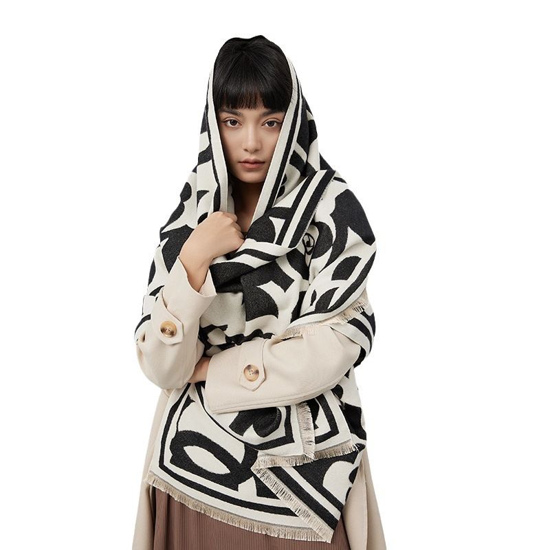 Light Luxury Trendy High Feeling Women Classic Jacquard Anti-cold Warm Autumn and Winter Latest 2023 Outer Shawl Scarf_voghion.com