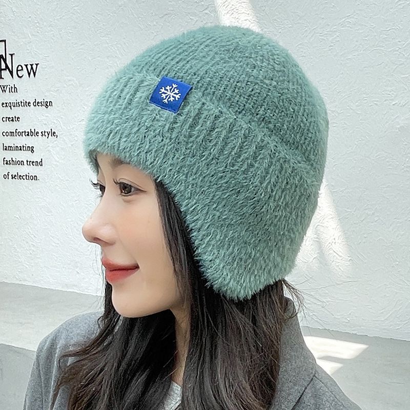 Instagram Koreaanse herfst/winter nieuwe sneeuwvlok gebreide muts Japanse eenvoudige en modieuze casual gebreide muts warme gehoorbescherming_voghion.com