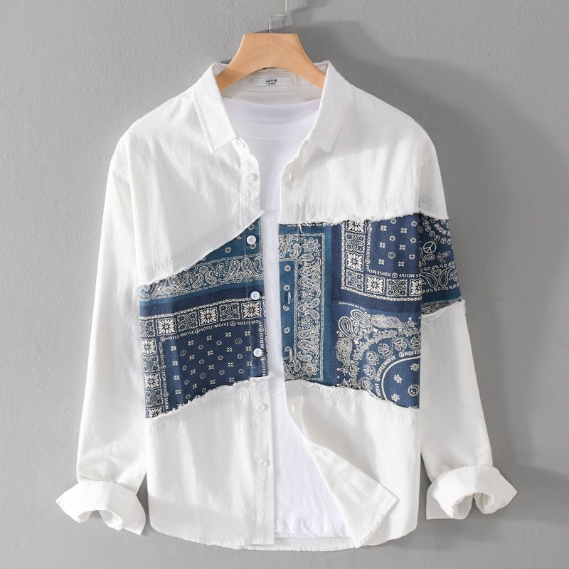 Camicia da uomo alla moda stampata impiombata a maniche lunghe primavera e autunno moda abbigliamento casual gioventù plancton bella camicia cappotto da uomo_voghion.com
