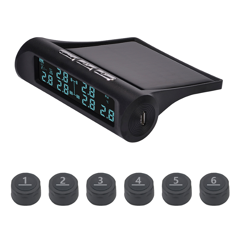 PSTS620o Solar Dijital TMPS, kamyon lastik basınç sensörü 8Bar Otobüs lastik basınç algılama Mühendisliği lastik basınç sensörü 4.0 / 5.0 Bluetooth izleme_voghion.com