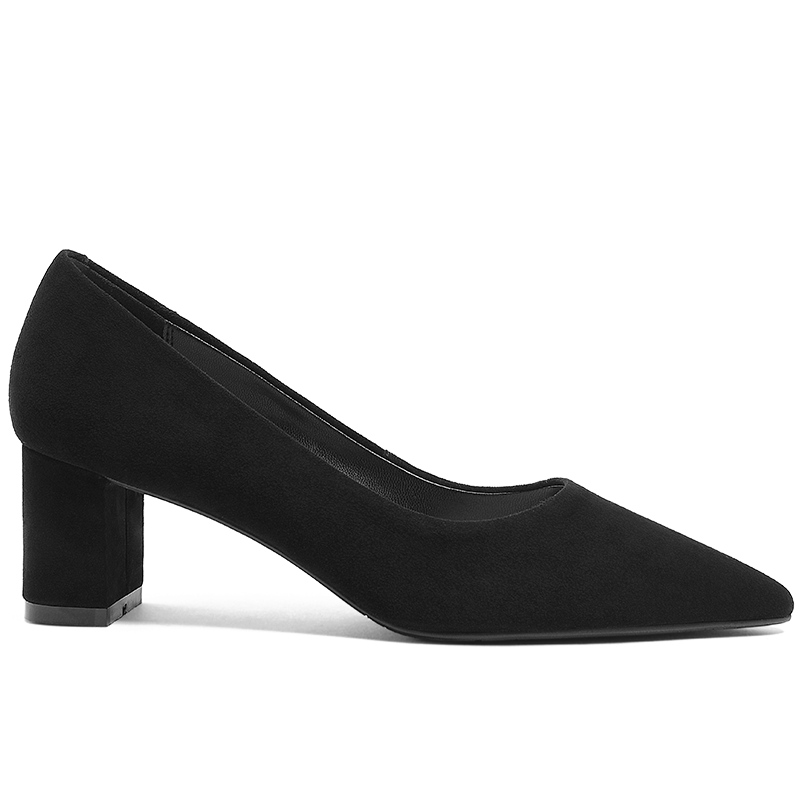 cameido Szpiczaste buty na wysokim obcasie, na grubym obcasie, idealne na rozmowy kwalifikacyjne i do pracy, wykonane ze skóry kaszmirowej._voghion.com