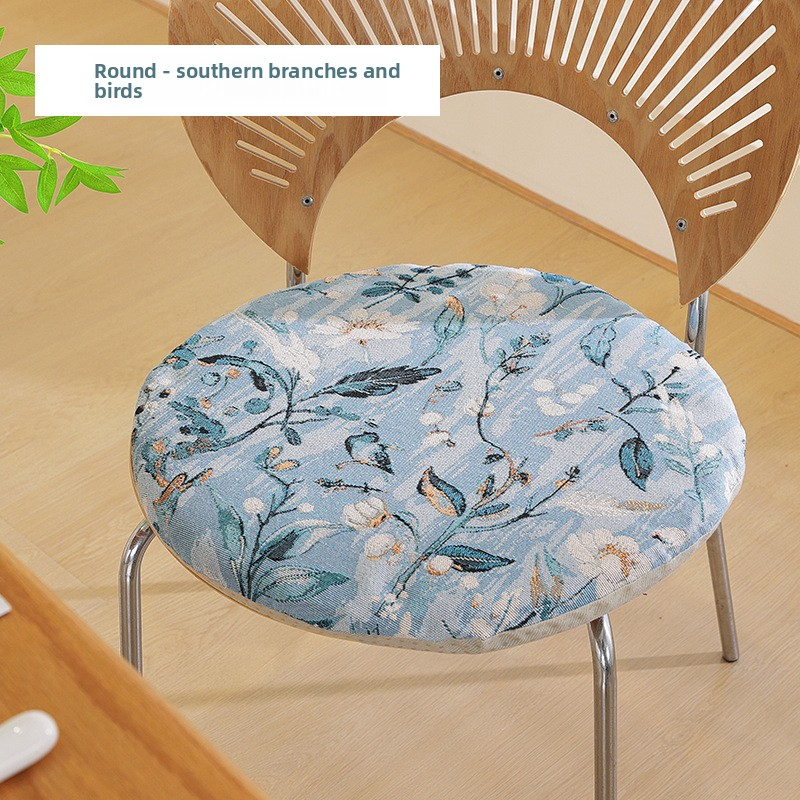 Non-Slip Jacquard Cushion – Thick Round Seat Pad For Office & Home, Anti-Slip Bottom, Breathable Comfort For Long Sitting, Decorative Accent_voghion.com