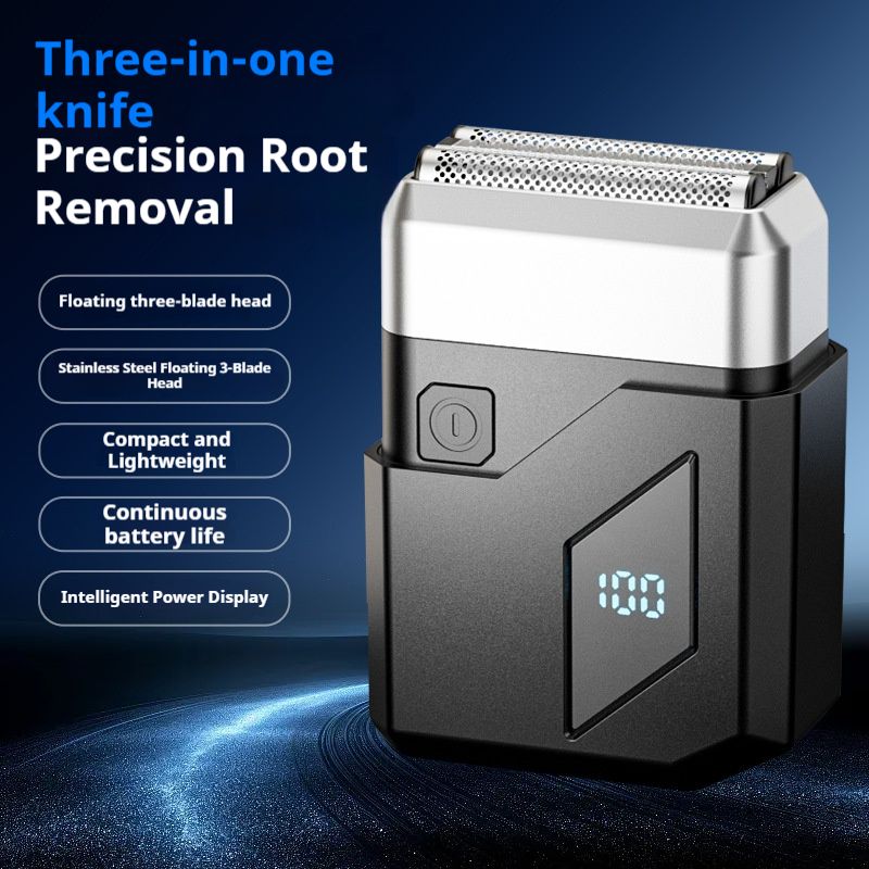 Magnetic Dual-Head Electric Shaver – Ultra-Slim Travel Razor With Detachable Washable Blades (USB-C Fast Charge, 45dB Silent, LED Display)_voghion.com