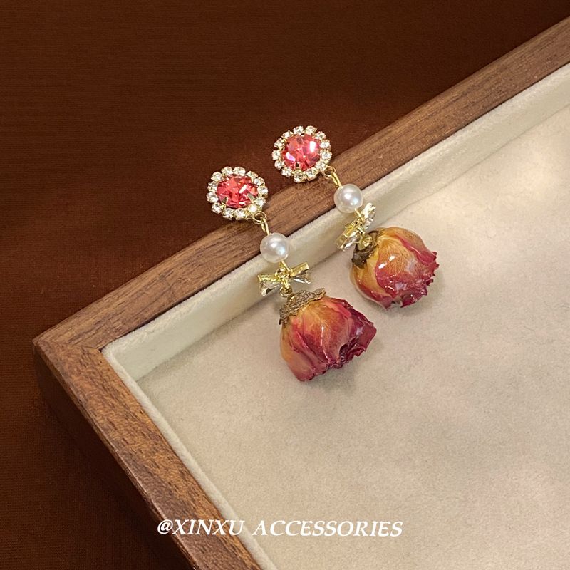 Orecchini versatili French Rose 2024 New Forest Style Light Luxury Niche Design unico Senso Temperamento_voghion.com