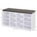 HOMCOM Multi-Storage Shoe Rack 14 Compartments Cushion Moving Shelves Home White_voghion.com