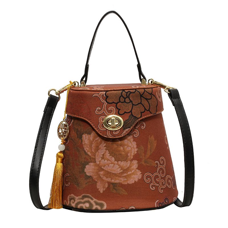 Women's Bucket Bag Women's Crossbody Bag Texture Carrying Bucket Bag Niche Design Locking Commuter Bag_voghion.com