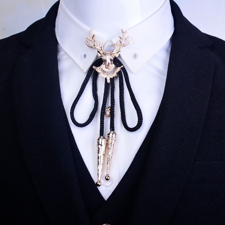 3D Deer Head Men's Shirt Knot Bolo Tie Necklace Small Accessories Wholesale_voghion.com