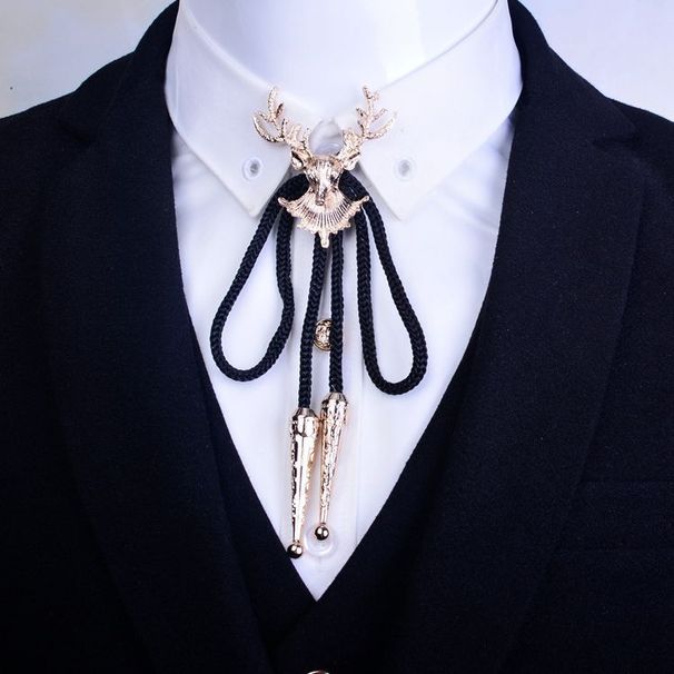 3D Deer Head Men's Shirt Knot Bolo Tie Necklace Small Accessories Wholesale_voghion.com