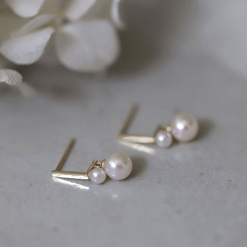 Sterling VENUS  Sier Pearl Gourd-Shaped l-Shaped Stud Earrings For Women Temperament Retro Trendy Jewelry_voghion.com