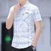 Camicia a quadri a maniche corte da uomo alla moda - Camicia casual estiva slim fit con bottoni e colletto alla francese per ragazzi_voghion.com