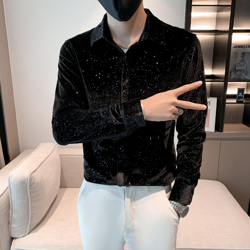 2024 Autunno/Inverno a maniche lunghe Moda Full Sky Star Camicie con paillettes Camicia sociale per giovani da uomo Tendenza_voghion.com