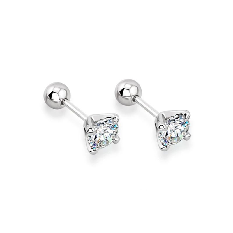 Orecchini in argento con moissanite Orecchini a vite con quattro griffe 30 punti 50 punti 1 carato Orecchini di nicchia alla moda_voghion.com