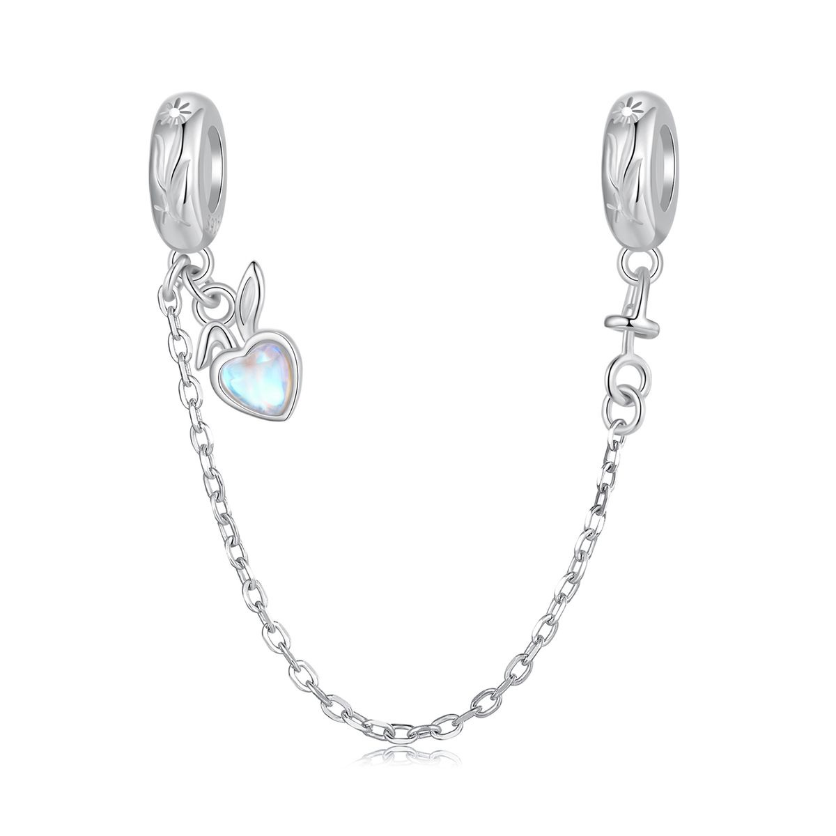 Easter Rabbit Safety Chain Charm Sterling Silver Charm_voghion.com