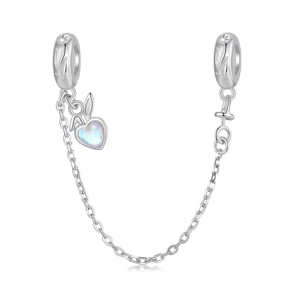 Easter Rabbit Safety Chain Charm Sterling Silver Charm_voghion.com