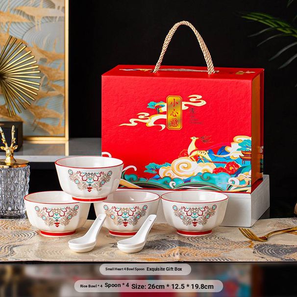 Set regalo di stoviglie in ceramica: elegante collezione da 22 pezzi di ciotole, piatti e cucchiai per regali aziendali, inaugurazioni di case ed eventi speciali_voghion.com