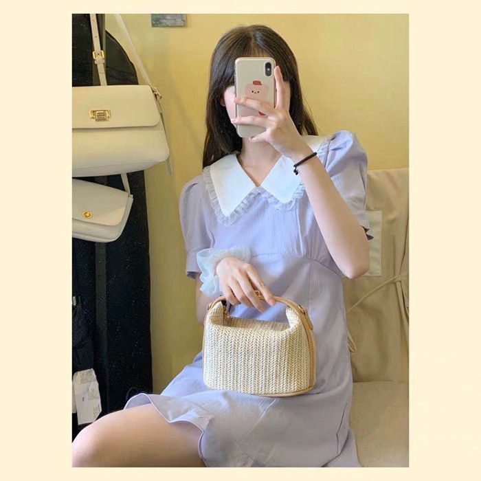 Kleine Tragetasche, neue strohgewebte Urlaubs- und Freizeittasche für den koreanischen Sommer 2024, modische Umhängetasche für Damen_voghion.com