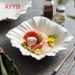White RYYD Square Fruit Salad Bowl Light Dish Ceramic Household High-end Sense Especially Beautiful Plate_voghion.com