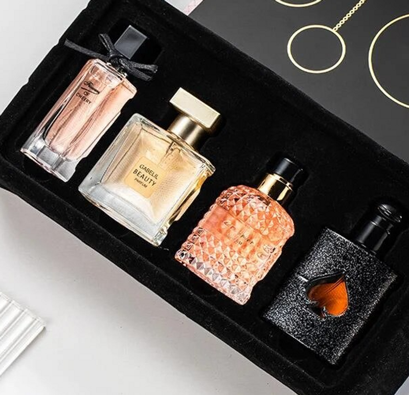 Coffret cadeau de saint valentin, ensemble de quatre pièces de parfum noir Opium pour femme, parfum frais et longue durée, nouvelle collection 520_voghion.com