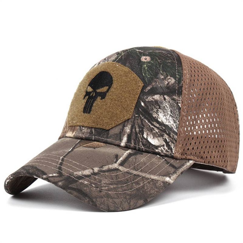 2025 European-Amecian Fashion Skull Net Baseball Cap Men's Cotton Tactical Operator Cap Fits Outdoor Breathing Cap_voghion.com