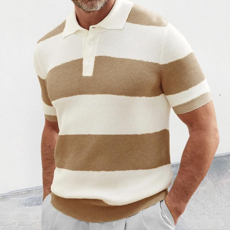 Polo da uomo, maglione con risvolto, nuovo, da uomo, manica corta, tinta unita, abbigliamento da uomo_voghion.com