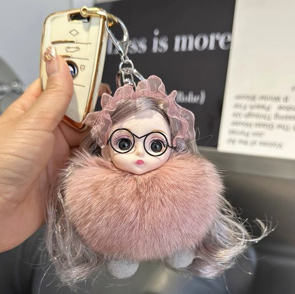 Porte-clés de voiture en fourrure de renard, pendentif mignon en peluche, poupée, sac à livres, cadeau pour couple_voghion.com